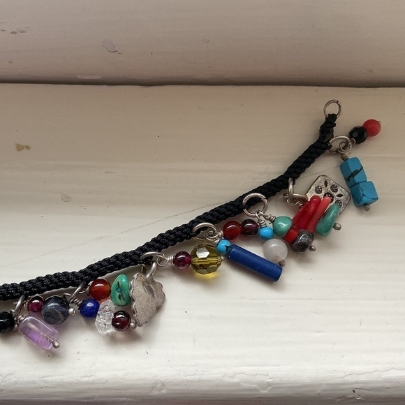 Hand Made Tibetan Sterling Silver/Colorful Glass Beads Bracelet New - Picture 4 of 10